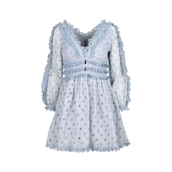 Zimmermann Dresses Zimmermann Tea Winsome Blue Lace Dress Size